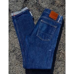 Gustin California Slim Raw Selvedge Denim Jeans Button Fly 32x33 Blue EUC